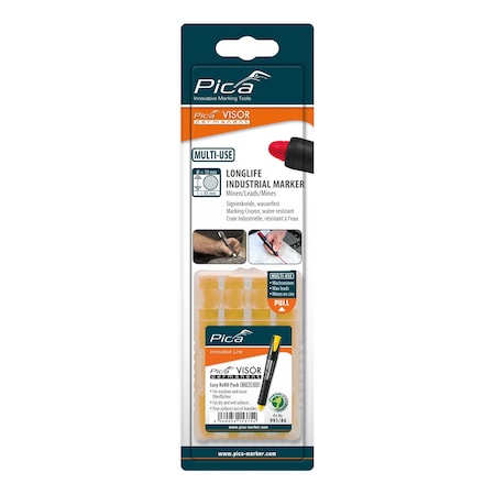 Pica Refills for Visor Refillable Multi-Use Marker, Yellow, 4PK 991/44/SB